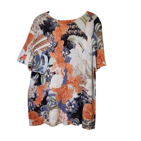 Chico's Women's Spring Summer Artsy Multi-colored Short Sleeve Shirt Sz XL 16/18 - Picture 7 of 7